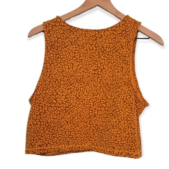 Lou & Grey Tan & Orange Leopard Print Cropped Tank Size XXL - Picture 2 of 5